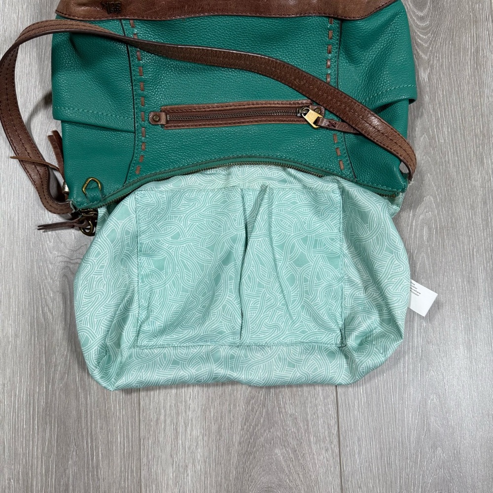 The SAK Kendra Hobo Shoulder Bag. Teal and Brown Leather. - Picture 10 of 12